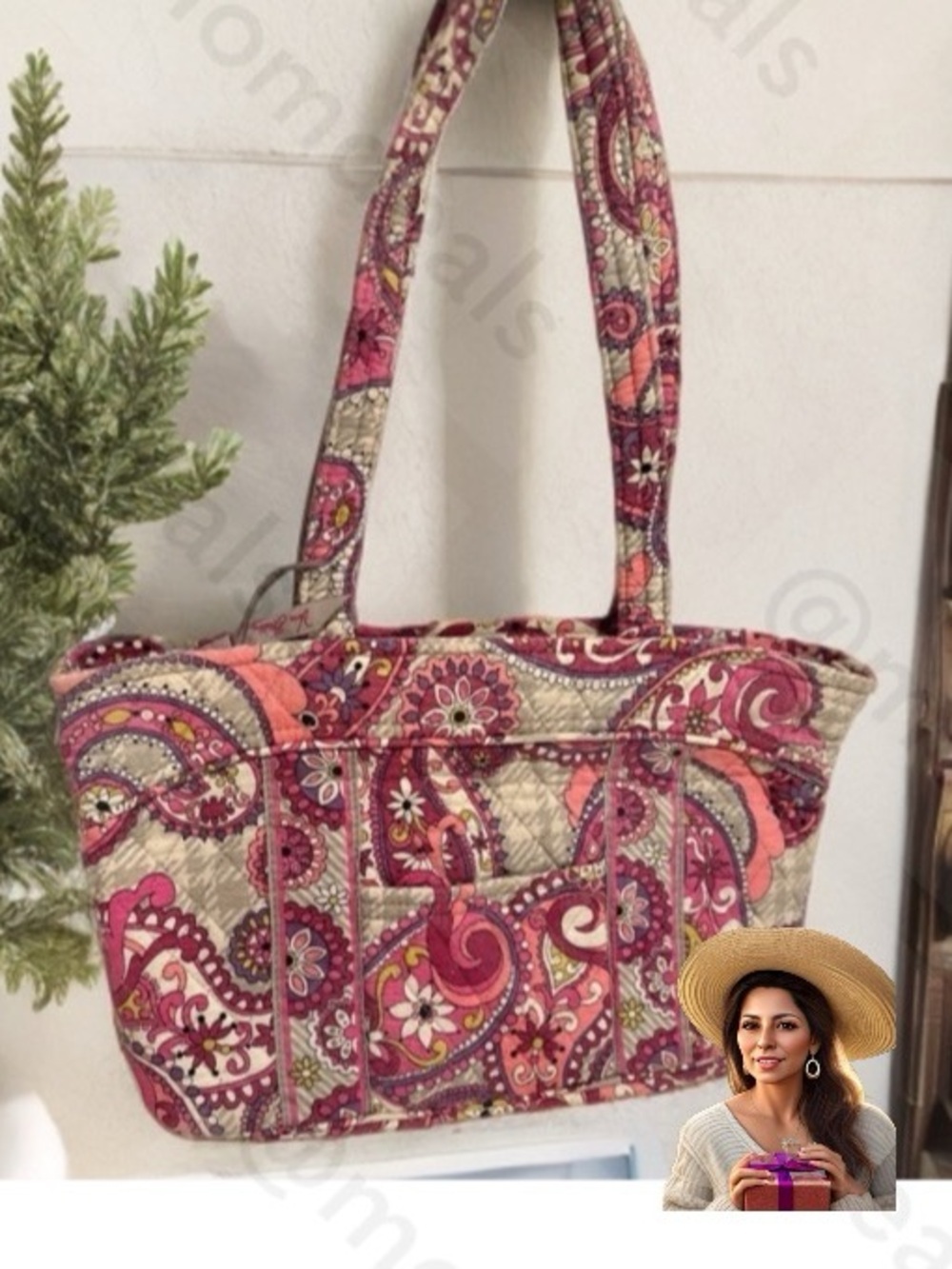 Vera Bradley Medium Zip Top Tote Bag in Paisley Meets Plaid Retired 2012 GUC